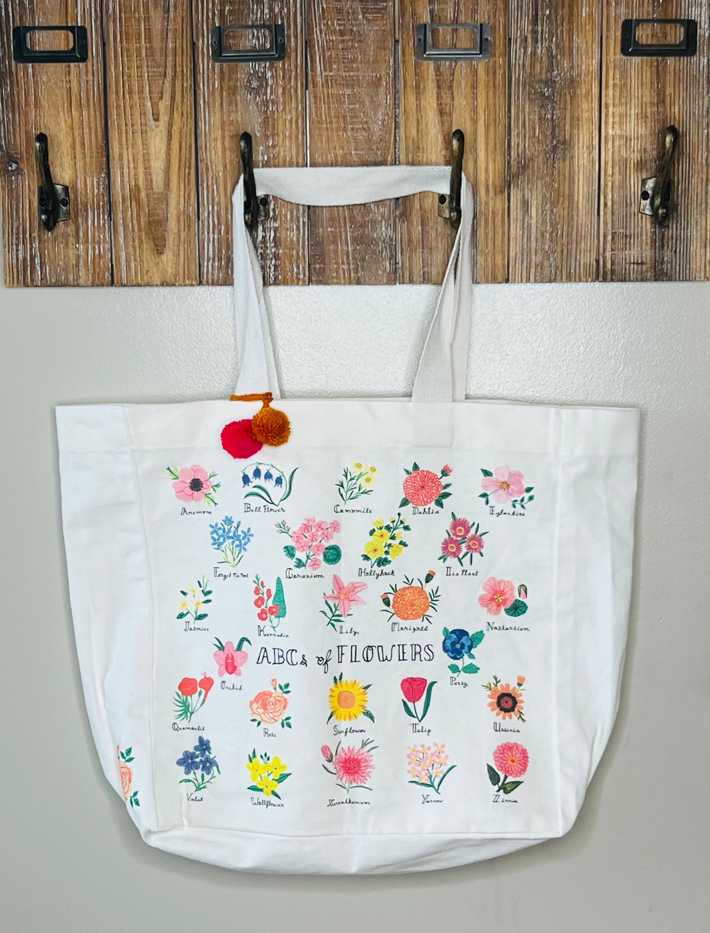 Large Floral Canvas Tote Bag Multi colored – Flower Garden