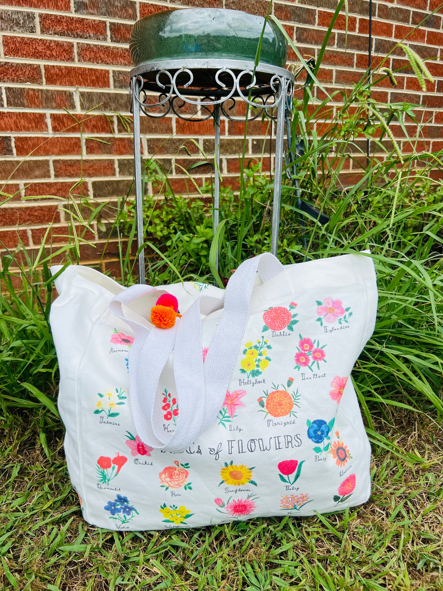 Large Floral Canvas Tote Bag Multi colored – Flower Garden