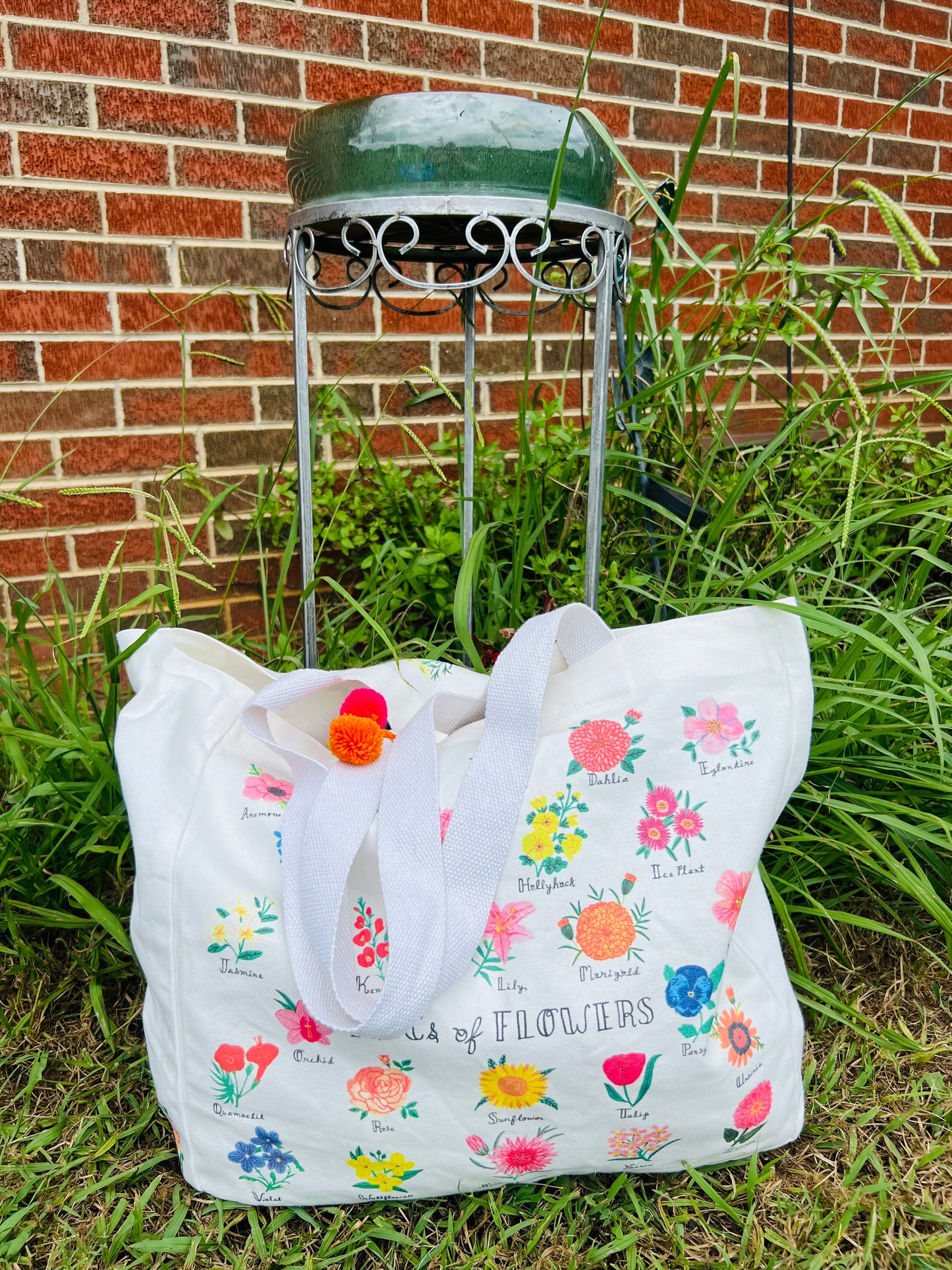 Large Floral Canvas Tote Bag Multi colored – Flower Garden