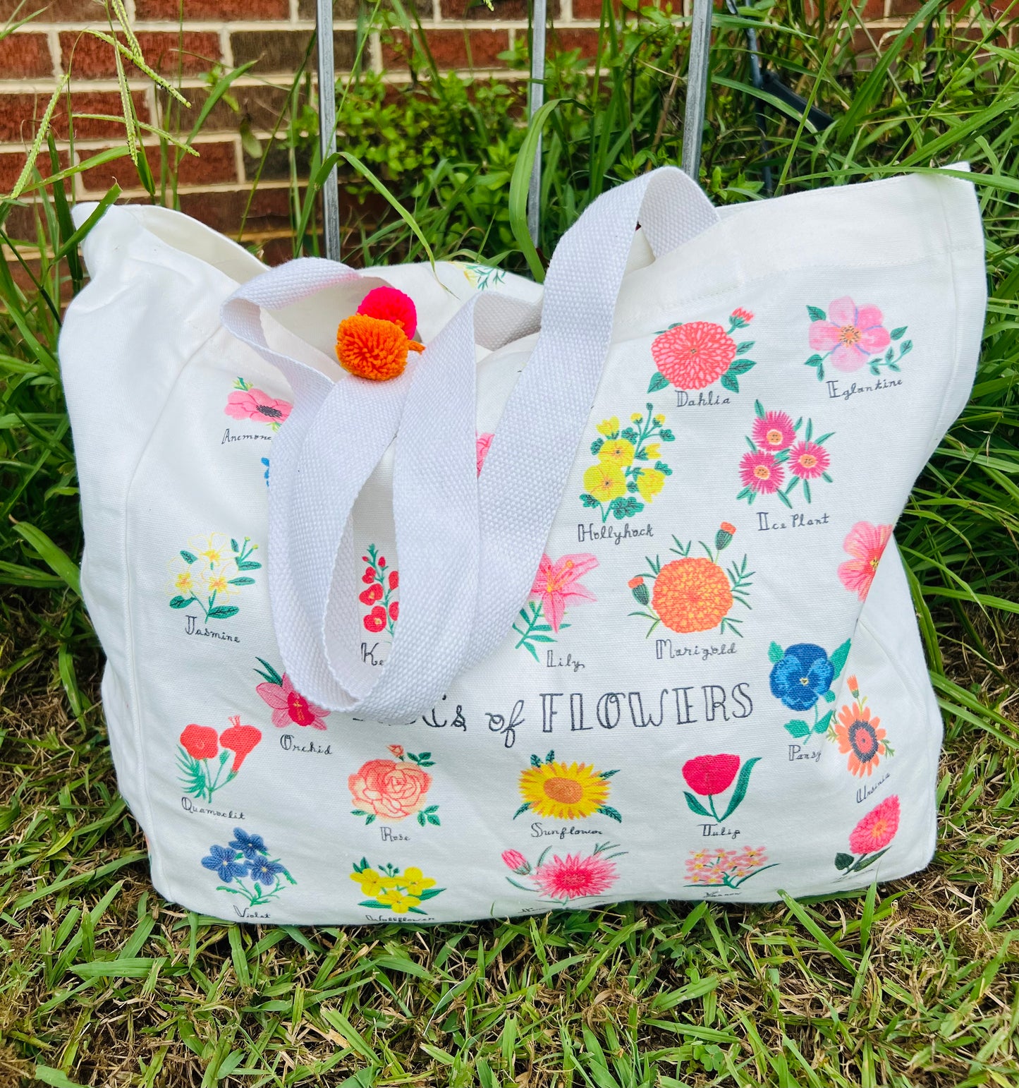 Large Floral Canvas Tote Bag Multi colored – Flower Garden