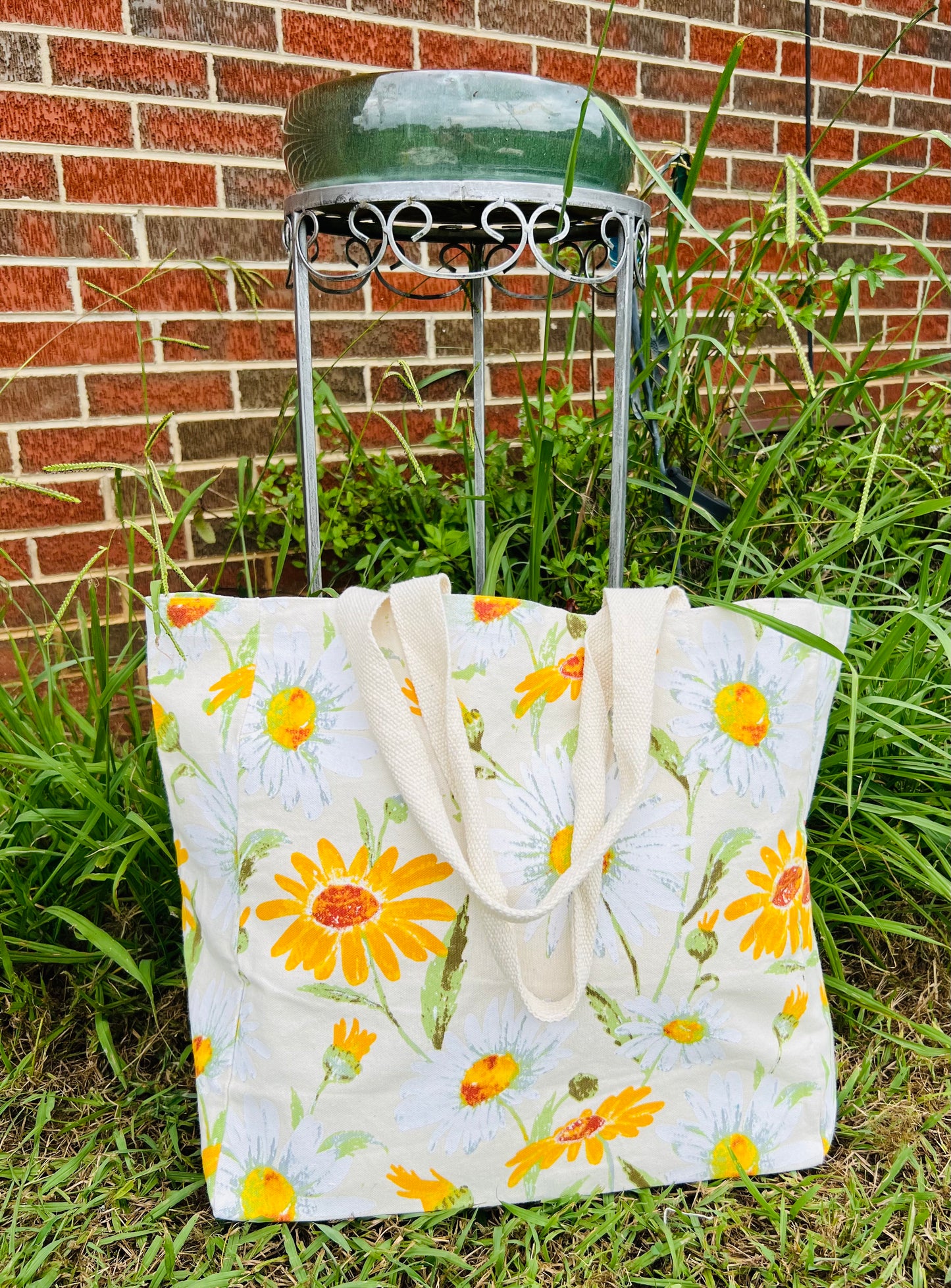 Floral Canvas Tote Bag – Black-Eyed Susans & Daisies