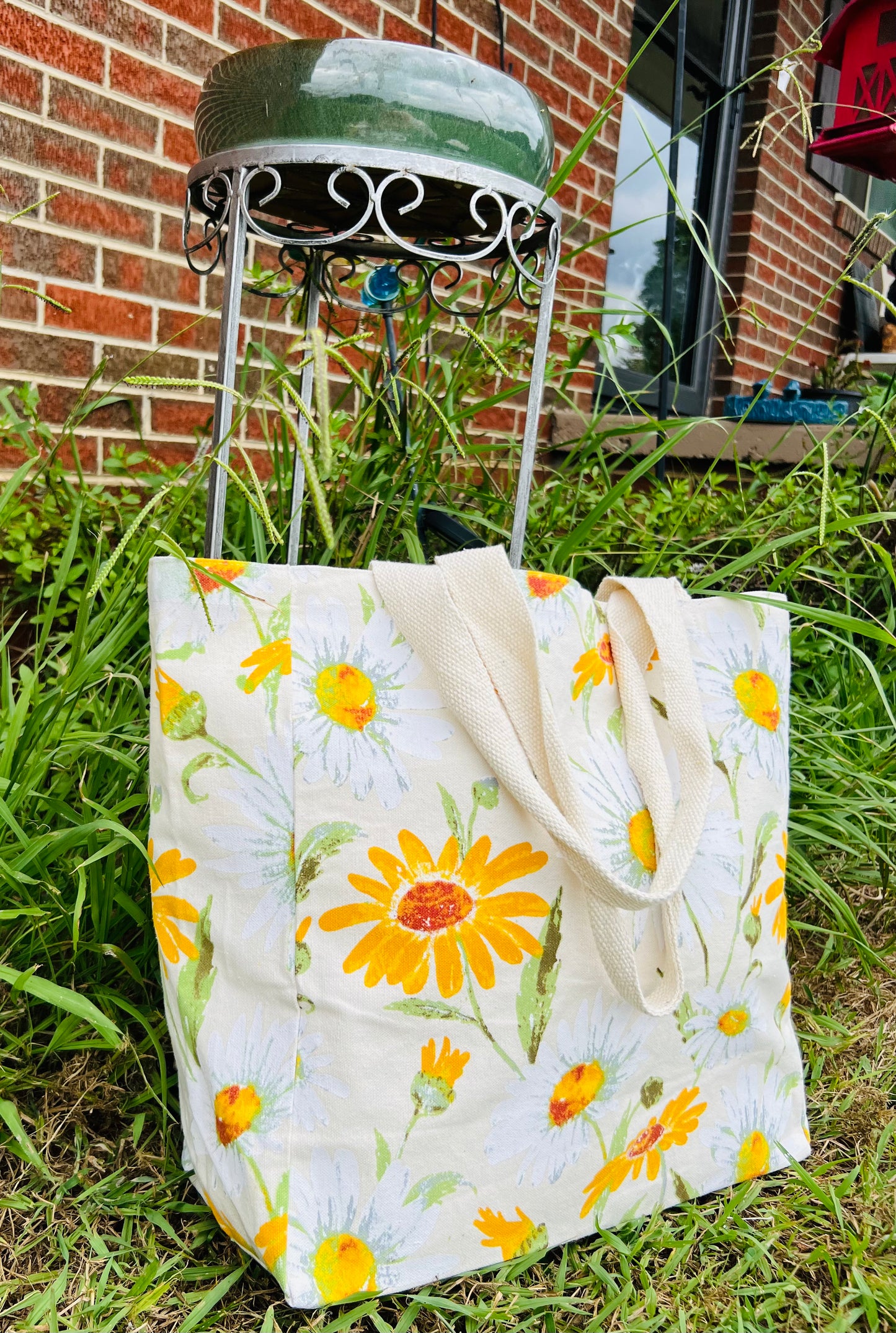 Floral Canvas Tote Bag – Black-Eyed Susans & Daisies