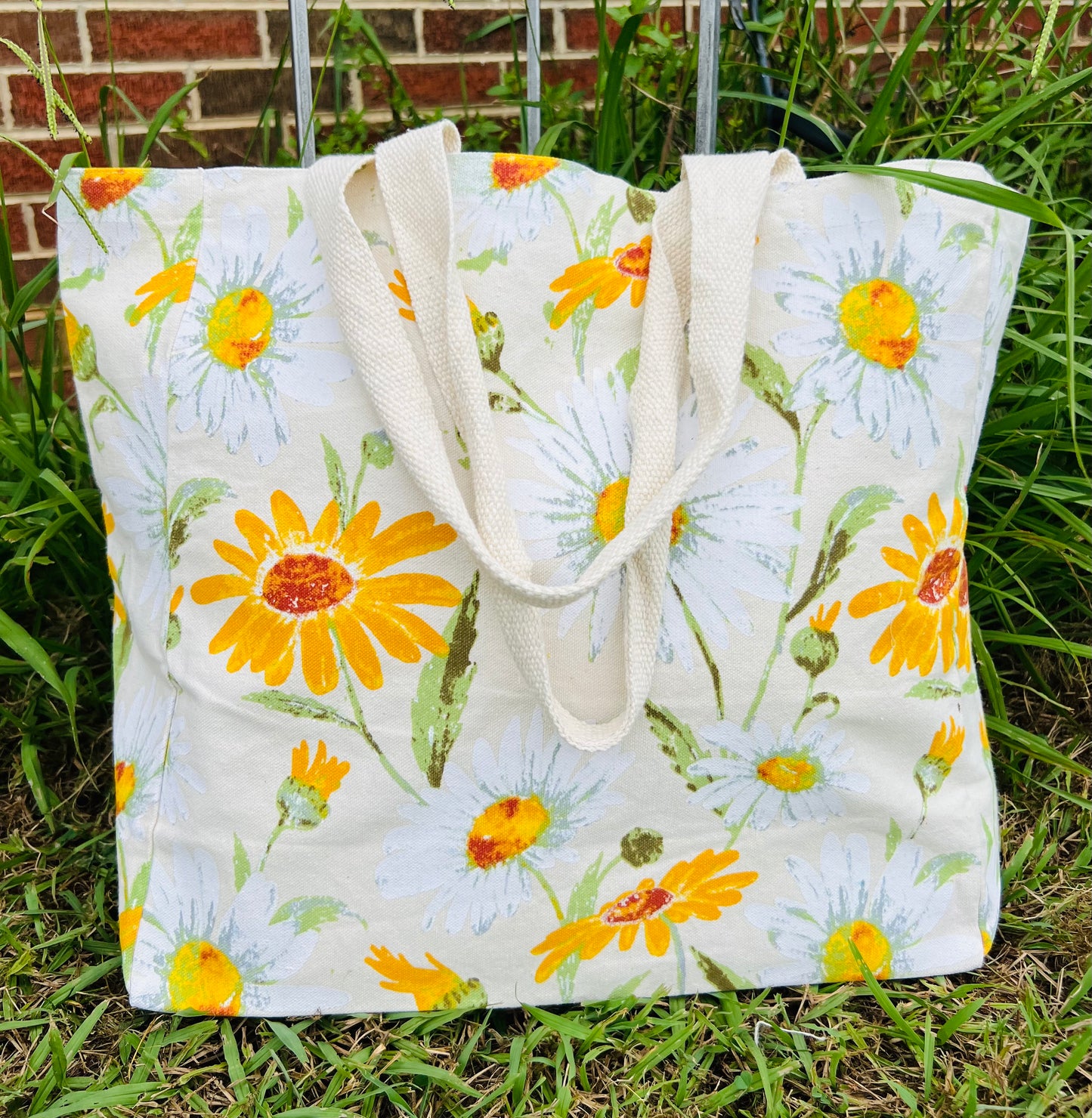Floral Canvas Tote Bag – Black-Eyed Susans & Daisies