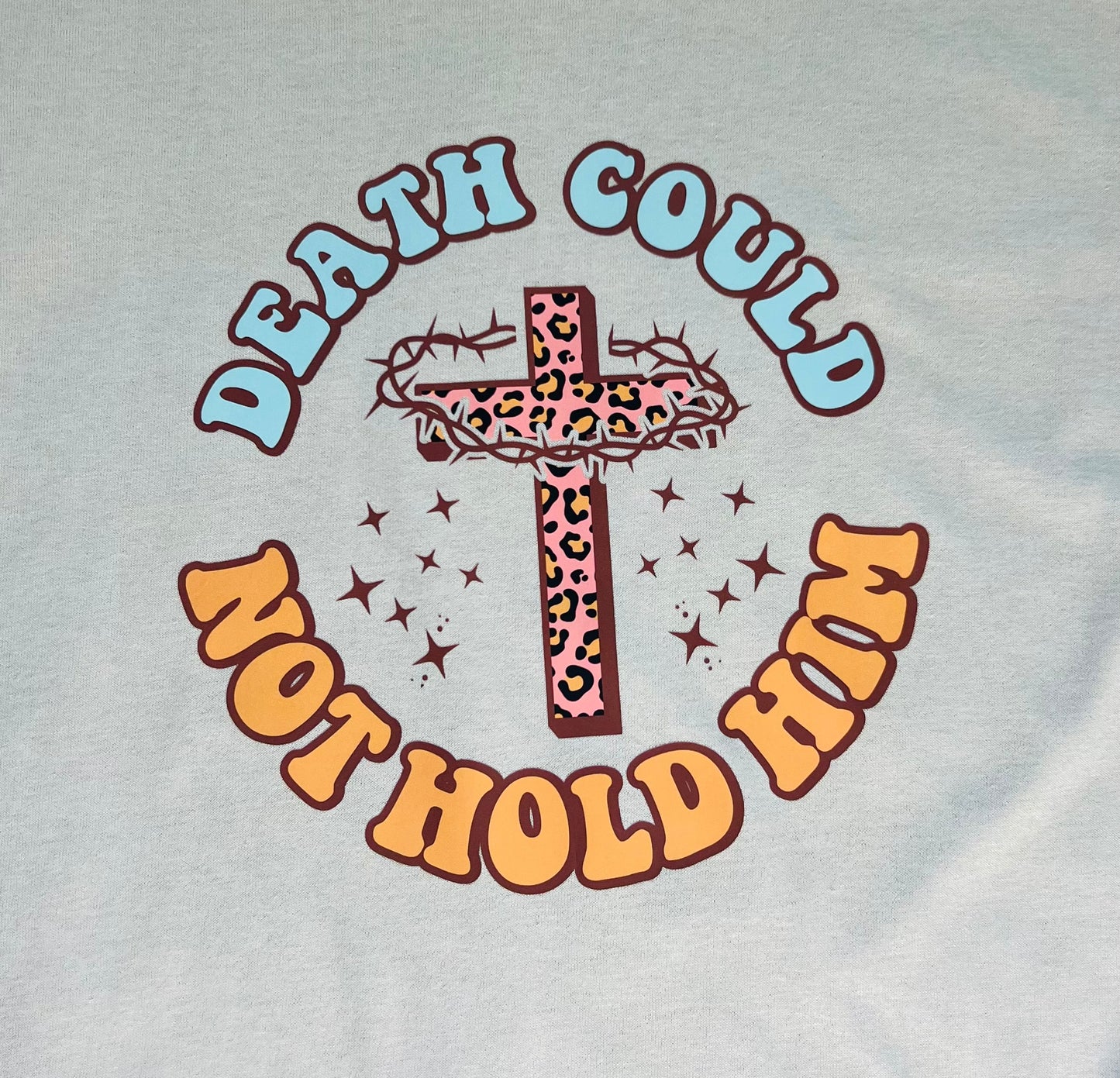 CHRISTIAN T-SHIRT LOGO DEATH COULD NOT HOLD HIM Large