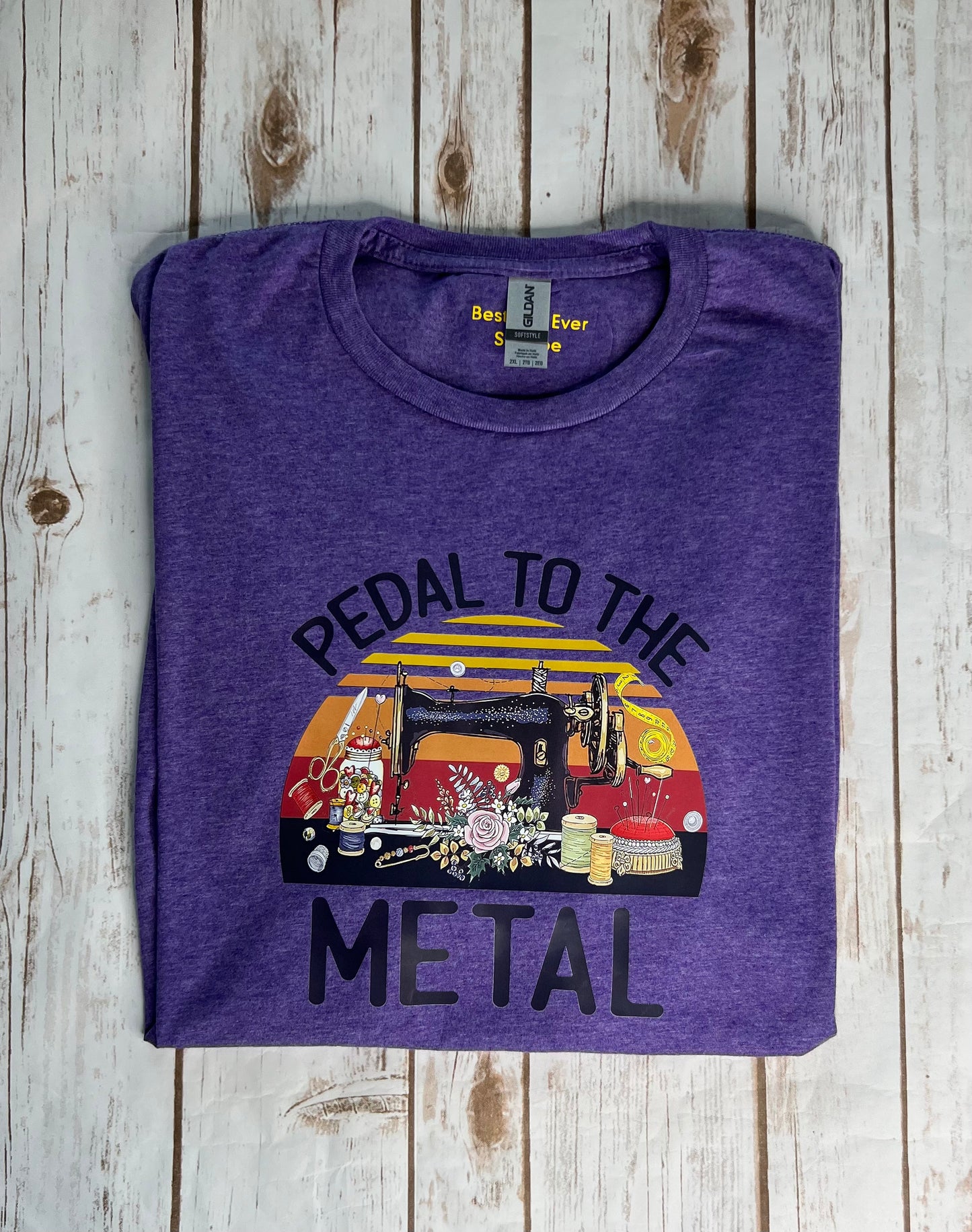 "Pedal to the Medal" Sewing Crafter T-Shirt Purple 2XL