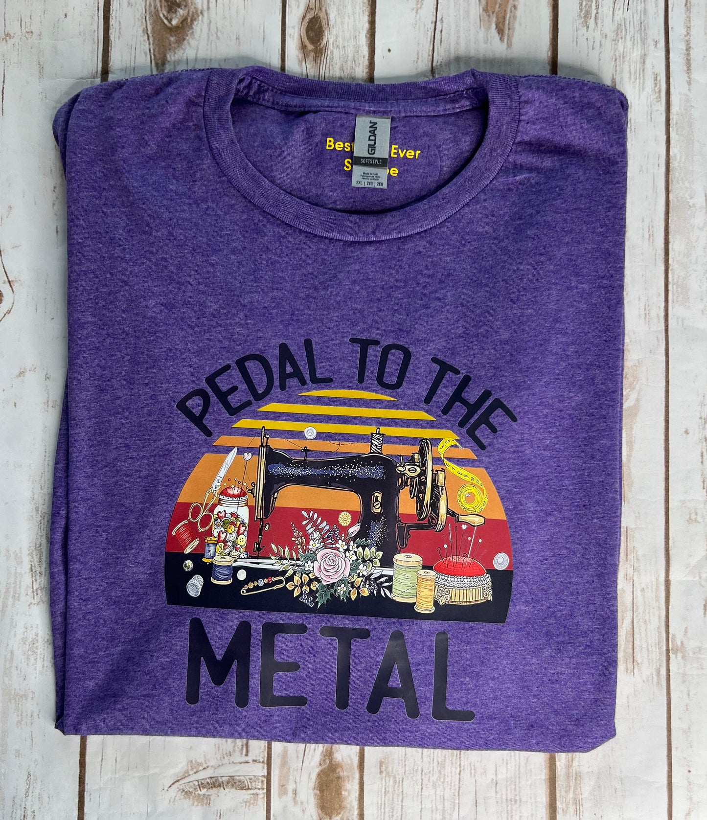 "Pedal to the Medal" Sewing Crafter T-Shirt Purple 2XL