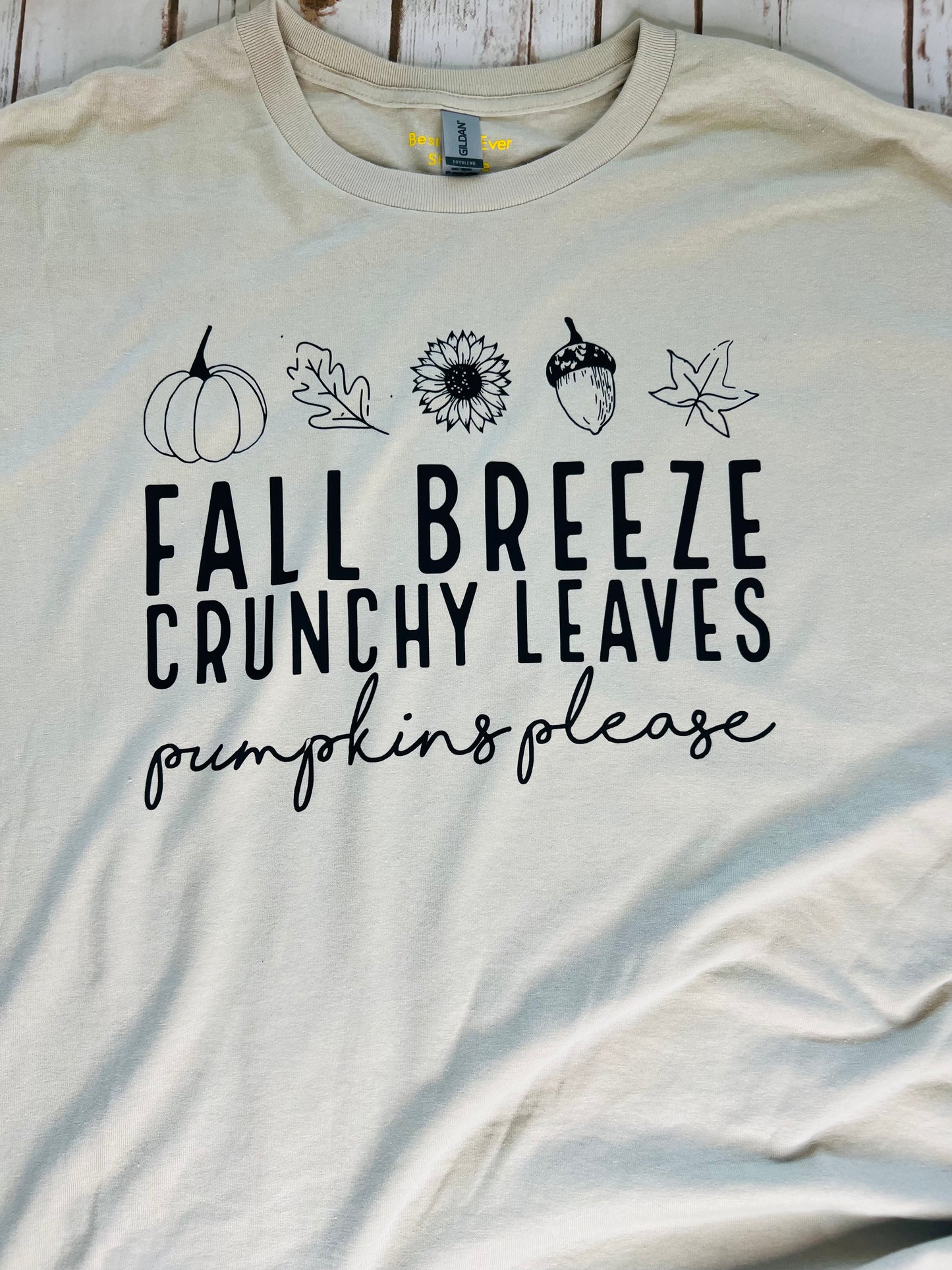 Autumn Fall Breeze Crunchy Leaves Pumpkins Please Tan T-shirt 4XL