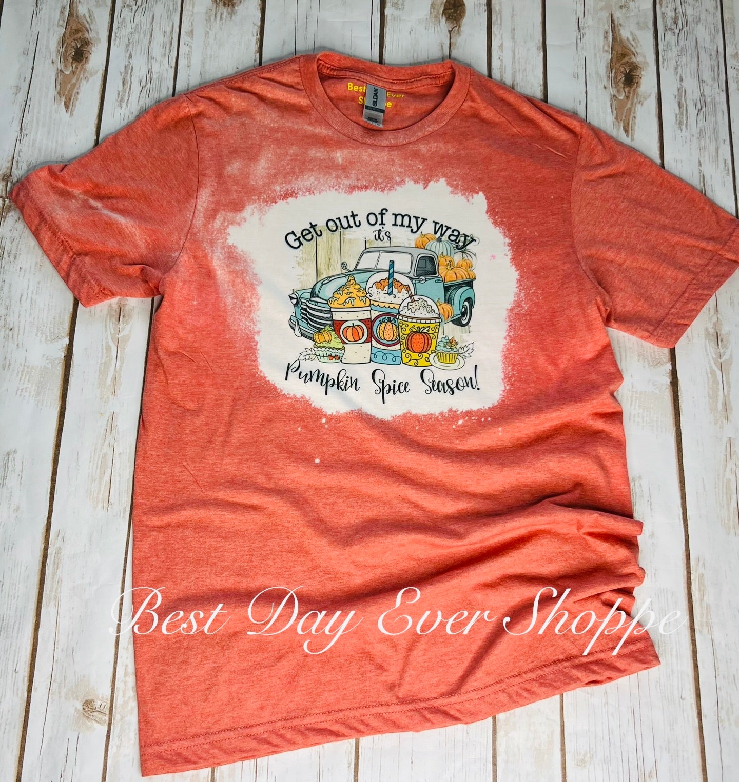 Autumn Fall Pumpkin Spice Farm Truck Short Sleeve Orange T-shirt