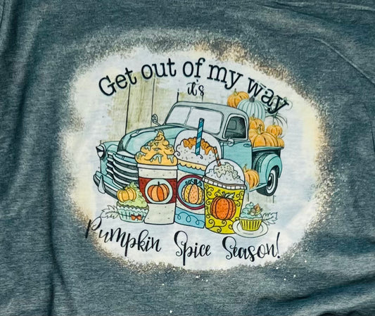 Autumn Fall Pumpkin Spice Farm Truck Short Sleeve Gray T-shirt