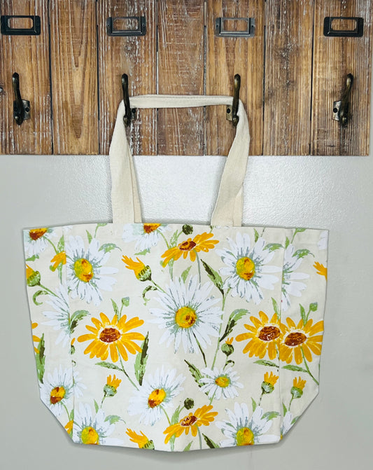 Floral Canvas Tote Bag – Black-Eyed Susans & Daisies