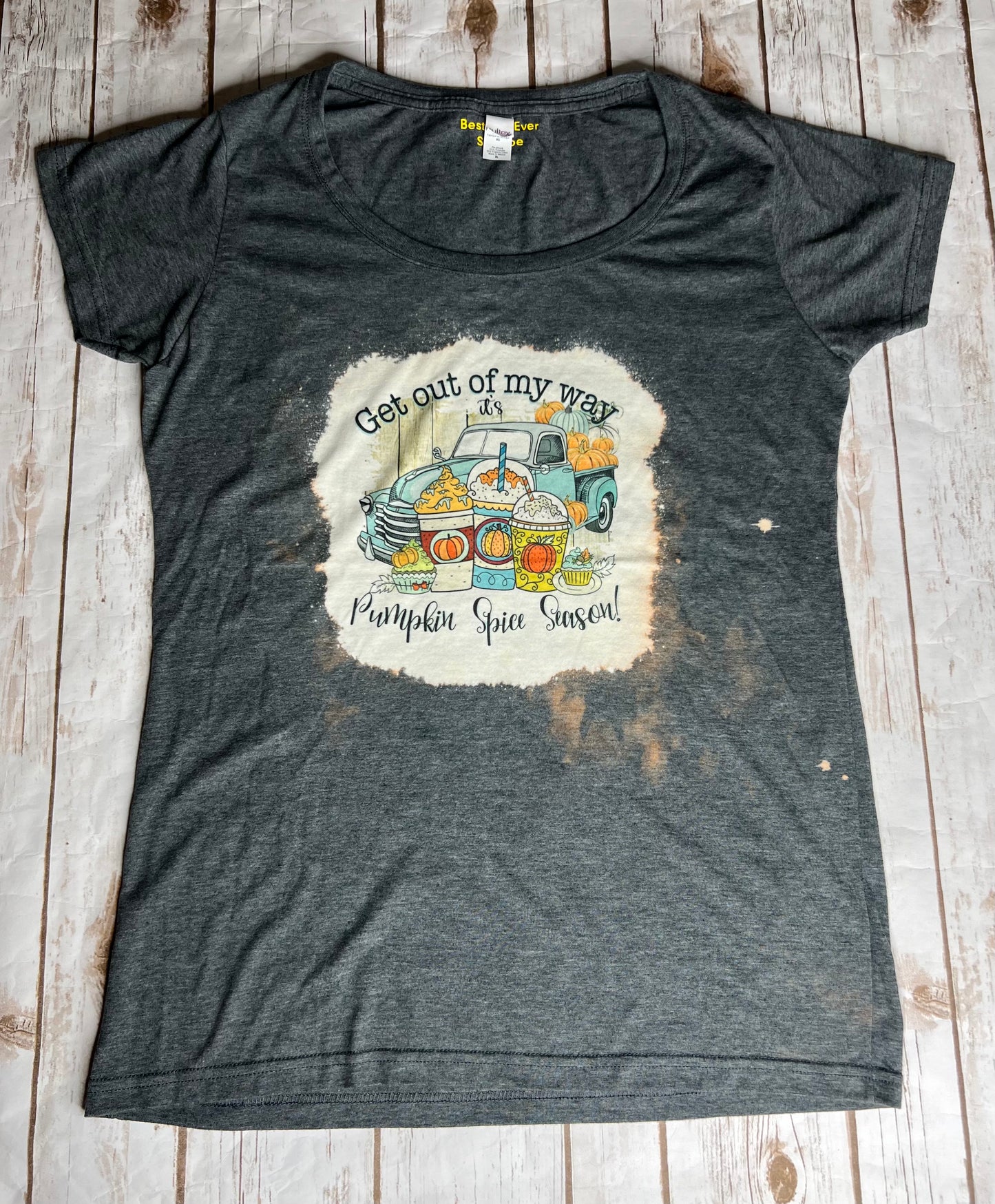 Autumn Fall Pumpkin Spice Farm Truck Short Sleeve Gray T-shirt XL