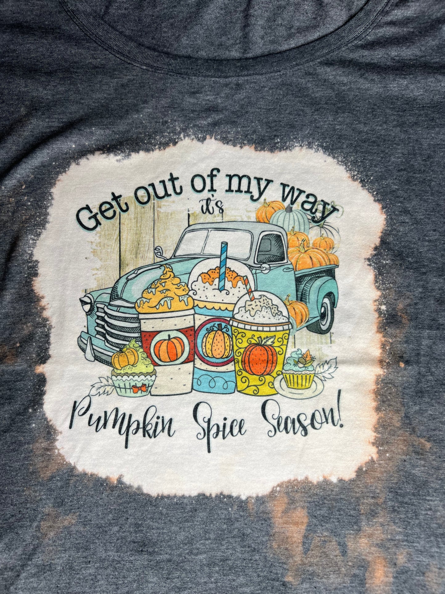 Autumn Fall Pumpkin Spice Farm Truck Short Sleeve Gray T-shirt XL