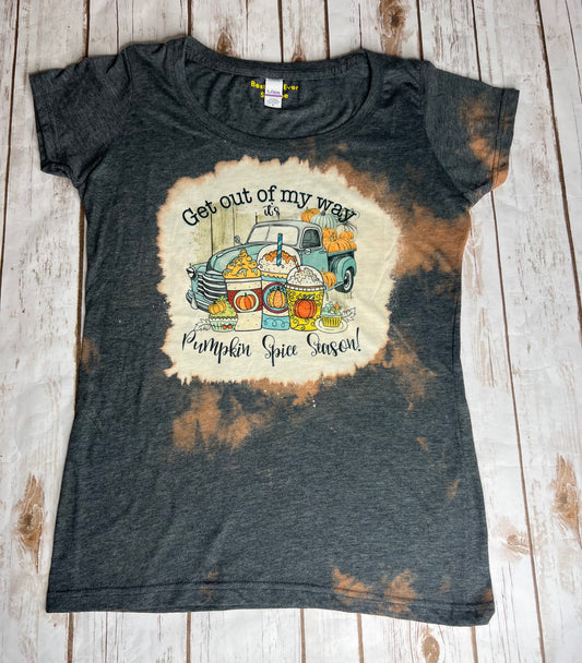 Autumn Fall Pumpkin Spice Farm Truck Short Sleeve Gray T-shirt Medium