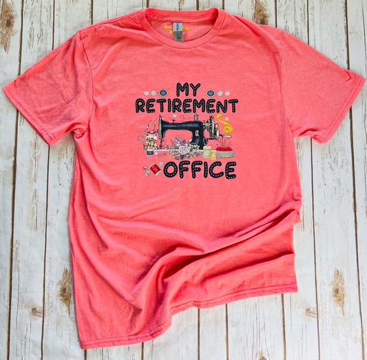 "My Retirement Office " Sewing Crafter T-Shirt Pinky Peach Medium