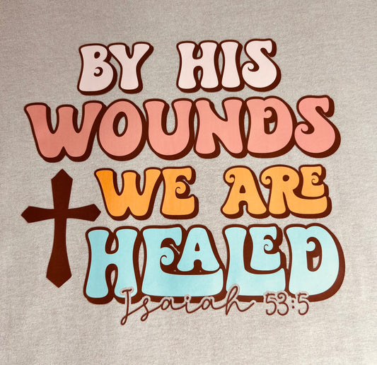 CHRISTIAN Faith T-SHIRT LOGO By His Wounds We Are Healed 3XL Tan