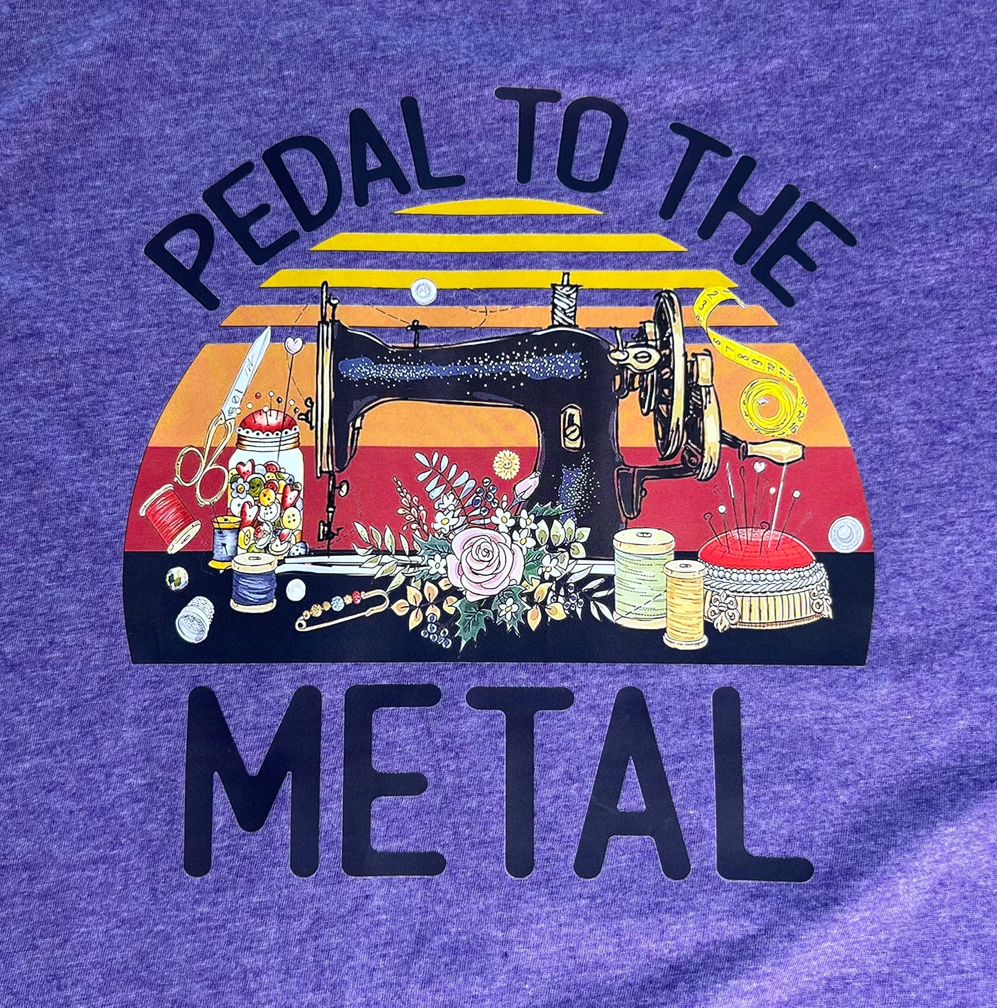 "Pedal to the Medal" Sewing Crafter T-Shirt Purple 2XL