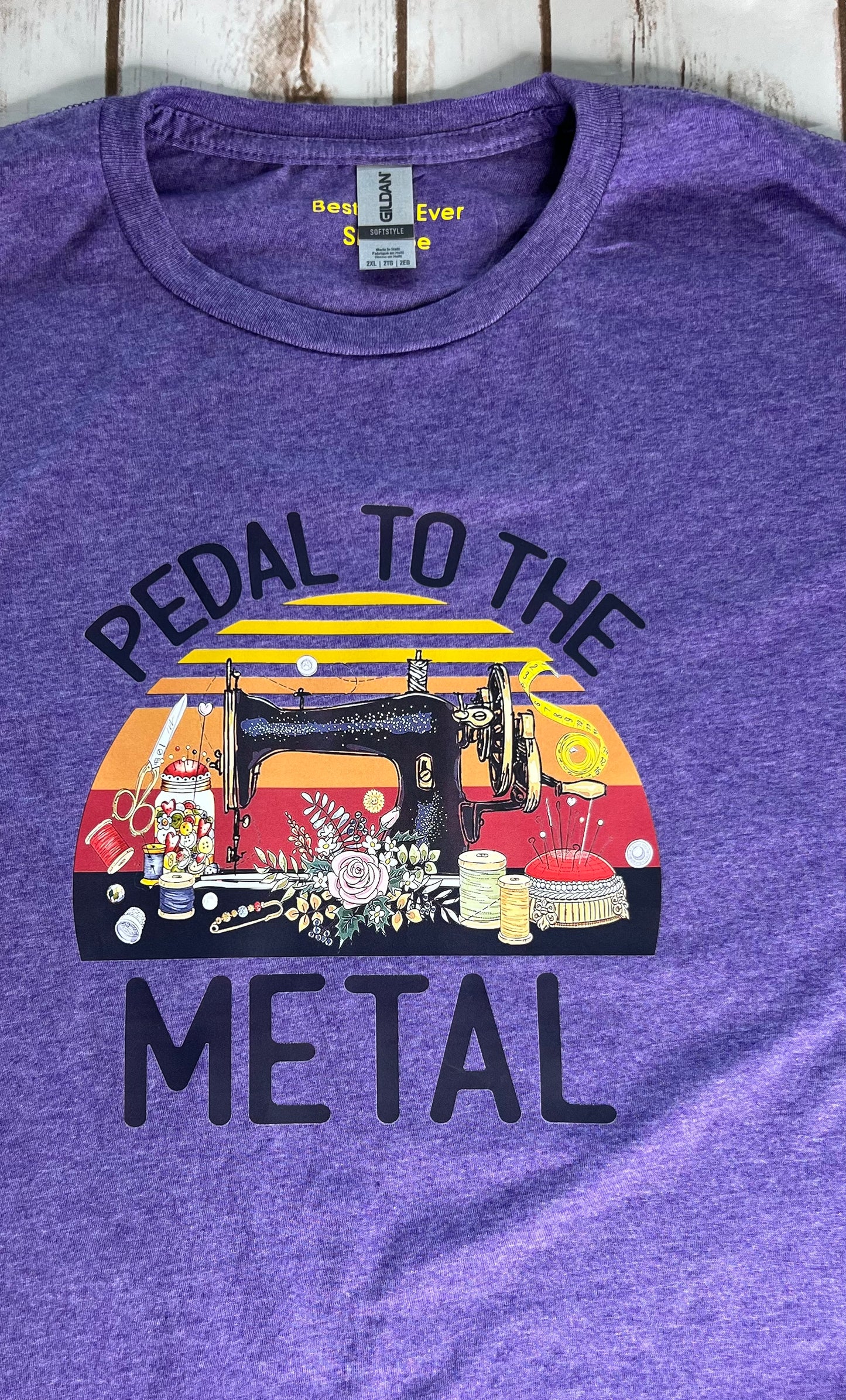 "Pedal to the Medal" Sewing Crafter T-Shirt Purple 2XL