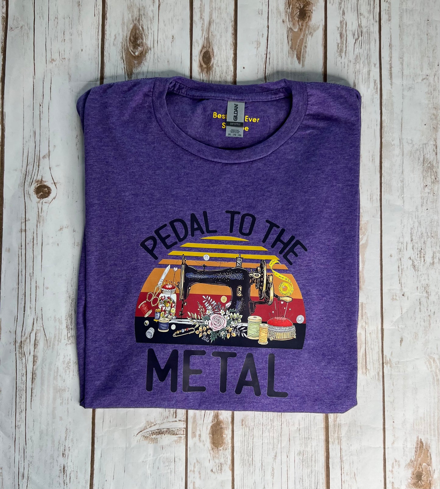 "Pedal to the Medal" Sewing Crafter T-Shirt Purple 2XL