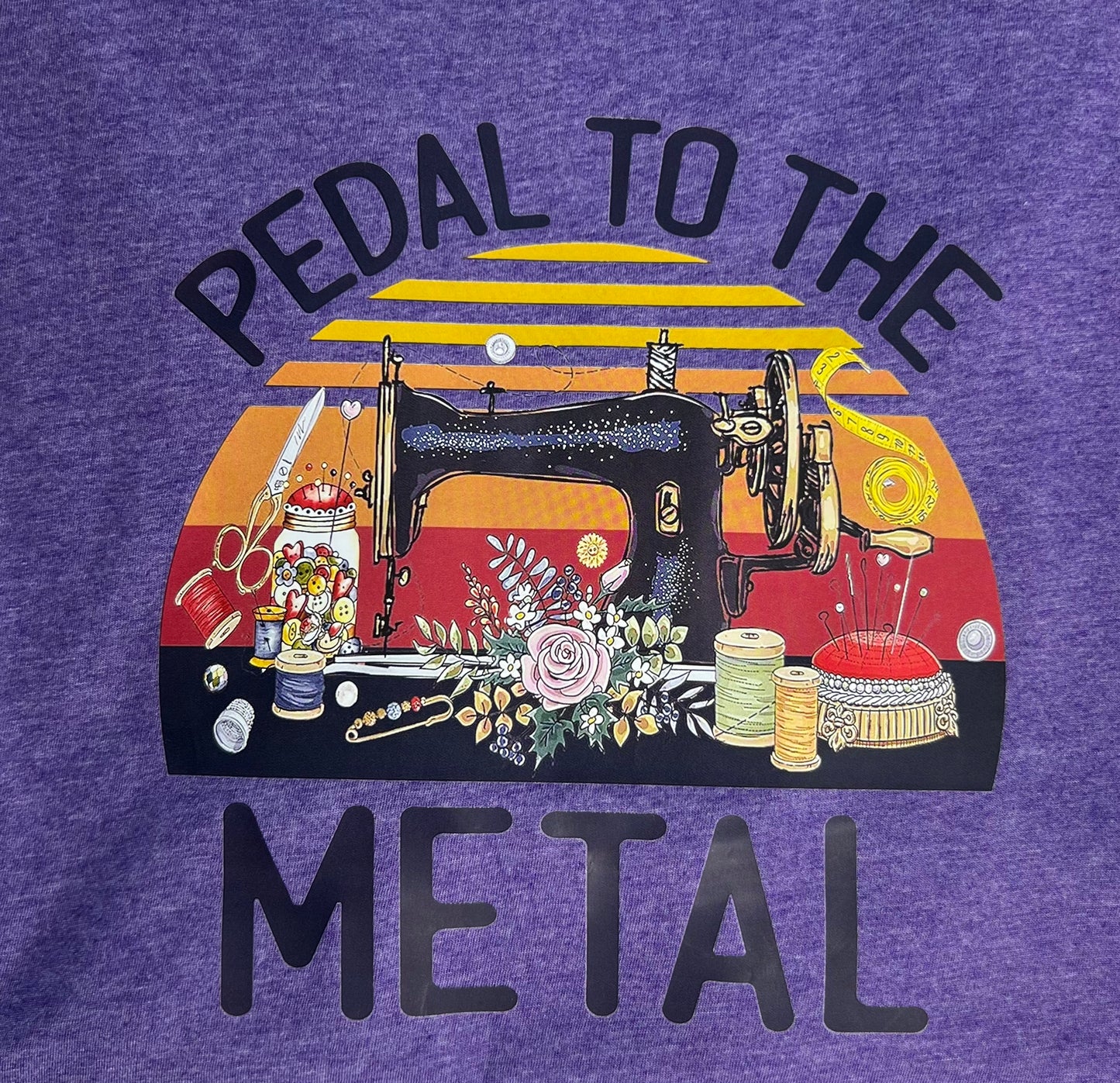 "Pedal to the Medal" Sewing Crafter T-Shirt Purple 2XL